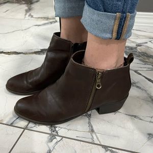 Brown faux leather ankle boots